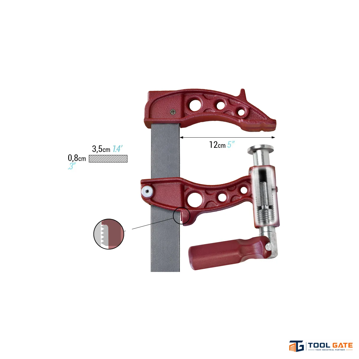 قمطة تثبيت PIHER Maxipress F Heavy-Duty Clamp بطول 100 سم وعمق فك 12 سم – موديل 60100