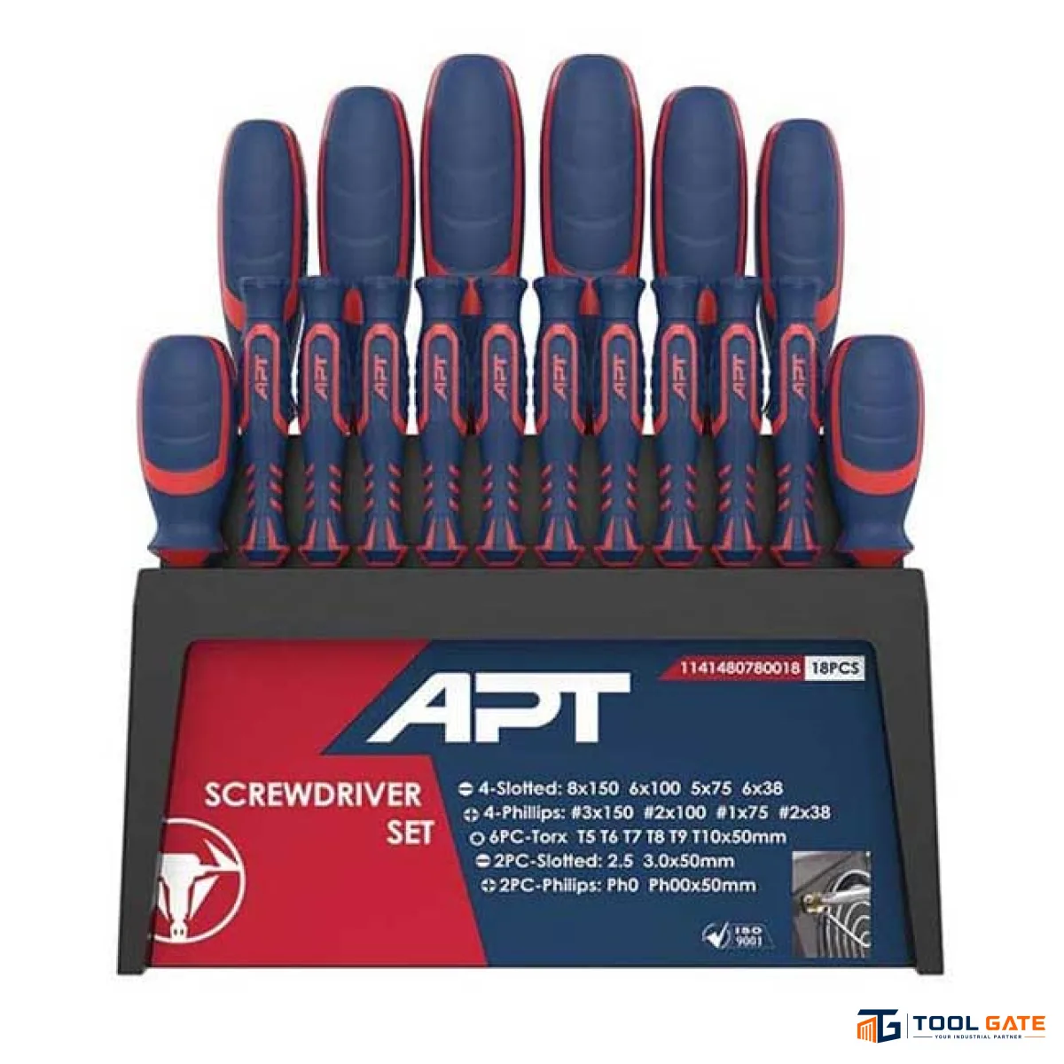 طقم مفكات 18 قطعة مع ستاند APT AH148078-18