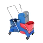 ترولي نظافة بايرسان تركي أزرق 2 جردل 25 لتر وعصارة Blue Double Bucket Mop Wringer Trolley